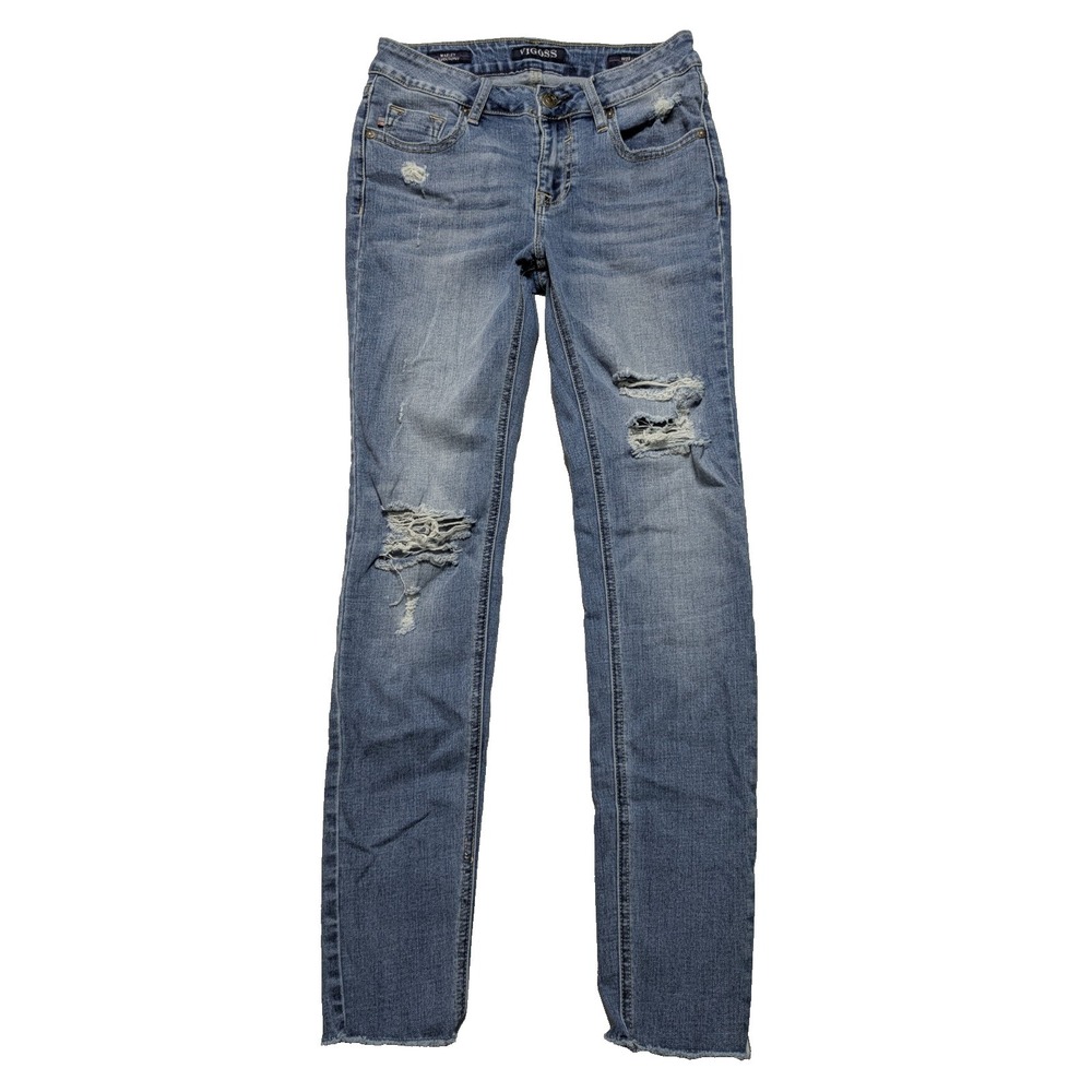 VIGOSS Marley Super Skinny - Women 25x28 Distressed Stretch Mid Rise Ankle Jeans